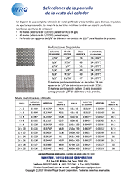 Folleto del Selecciones de la pantalla de la cesta del colador