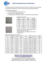 Strainer Basket Screen Selections brochure